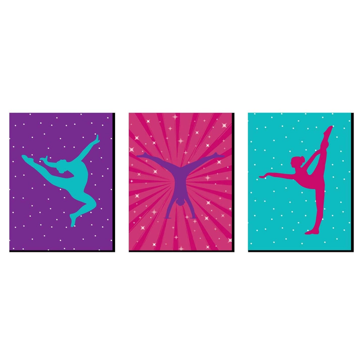 Big Dot of Happiness Tumble, Flip and Twirl - Gymnastics - Sports Themed Wall Art, Kids Room &#x26; Game Room Decor - 7.5 x 10 inches - Set of 3 Prints