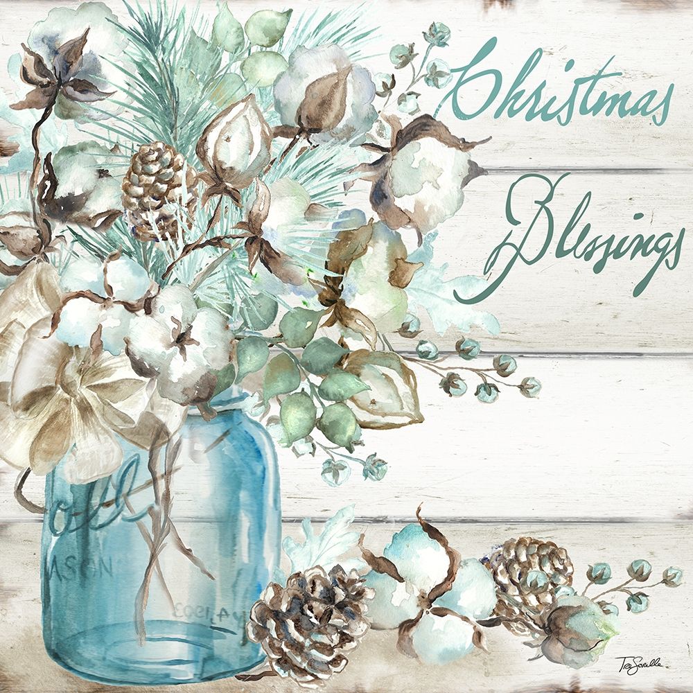 Christmas Blessings Mason Jar Square Poster Print by Tre Sorelle Studios - Item # VARPDXRB11432TS