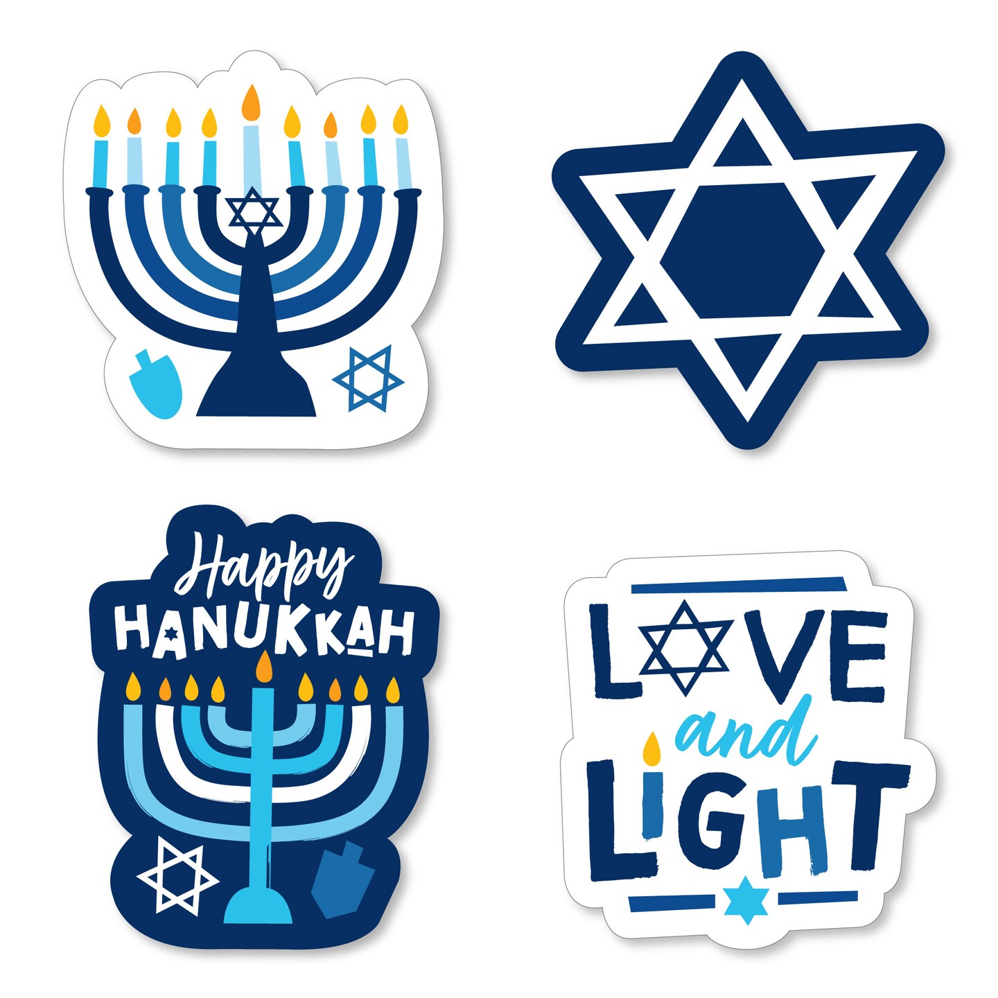 Big Dot of Happiness Hanukkah Menorah - DIY Shaped Chanukah Holiday Party Cut-Outs - 24 Count