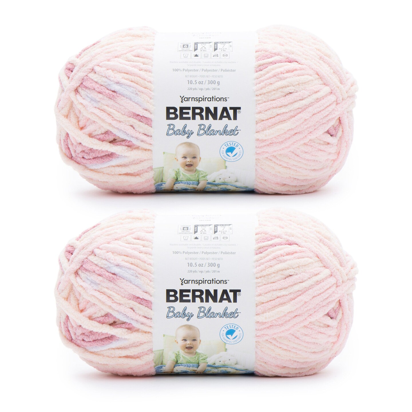 Bernat Baby Blanket Raspb Kisse Yarn 2 Pack of 300g/10.5oz