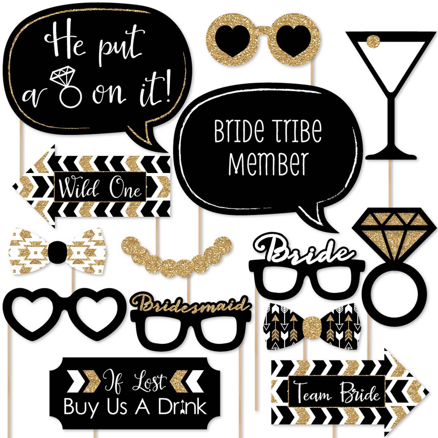 Big Dot of Happiness "Bride Tribe" - Bachelorette Party Photo Booth Props Kit - 20 Count