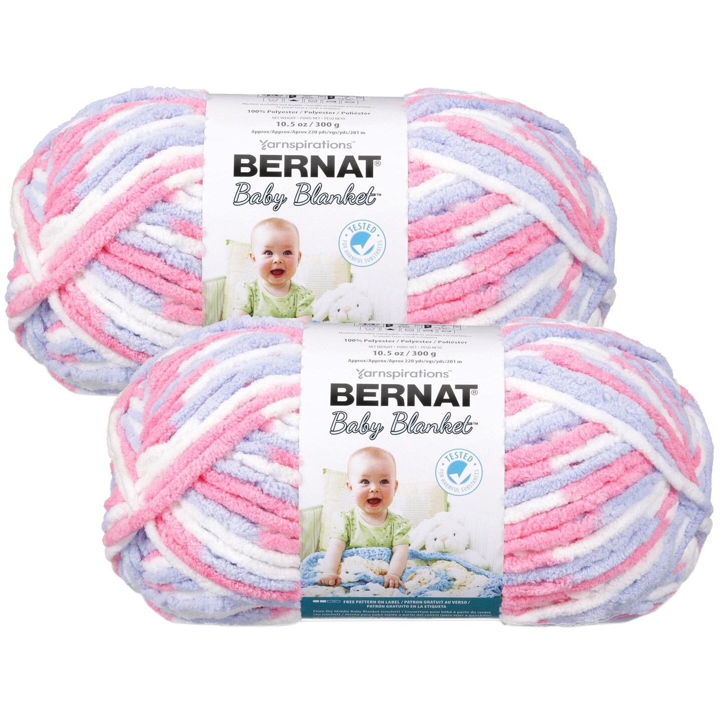 (Pack of 2) Bernat Baby Blanket Big Ball Yarn-Pink & Blue Ombre