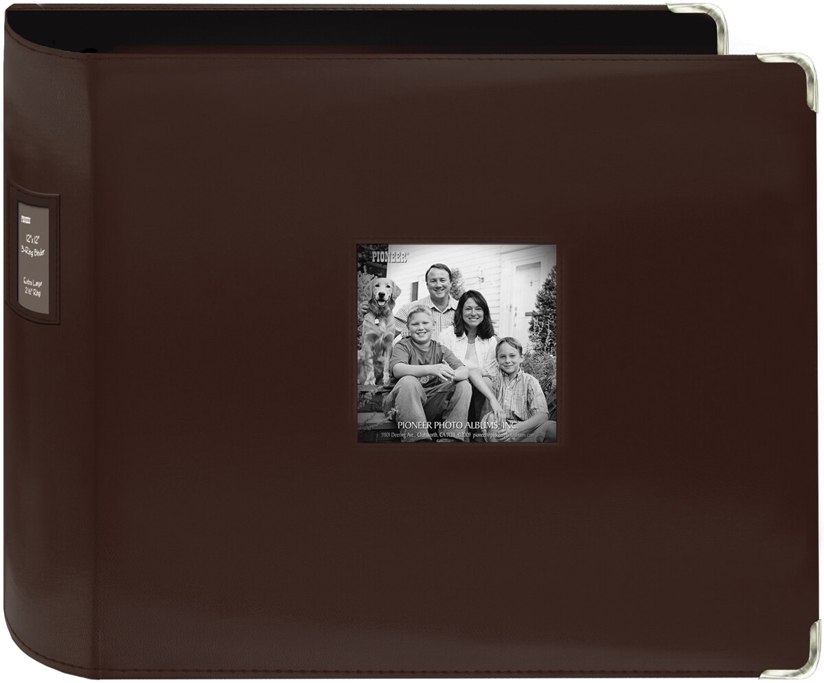 Pioneer 3-Ring Sewn Leatherette Album 12&#x22;X12&#x22;-Brown