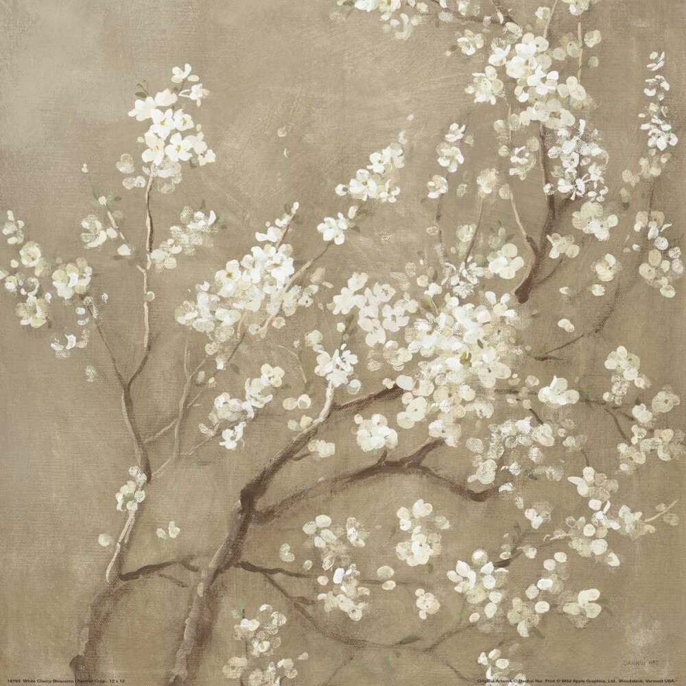 White Cherry Blossoms I Neutral Crop Poster Print by Danhui Nai - Item # VARPDX16793
