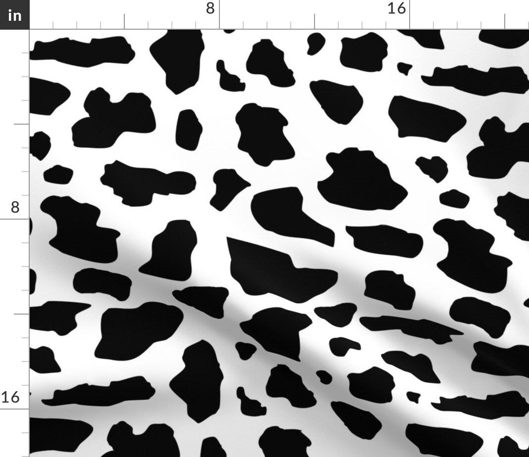Cow Print Black White Farm Animal Cattle Dairy Milk Custom Printed Fabric by Spoonflower Various Fabrics by the Yard or Fat Quarter