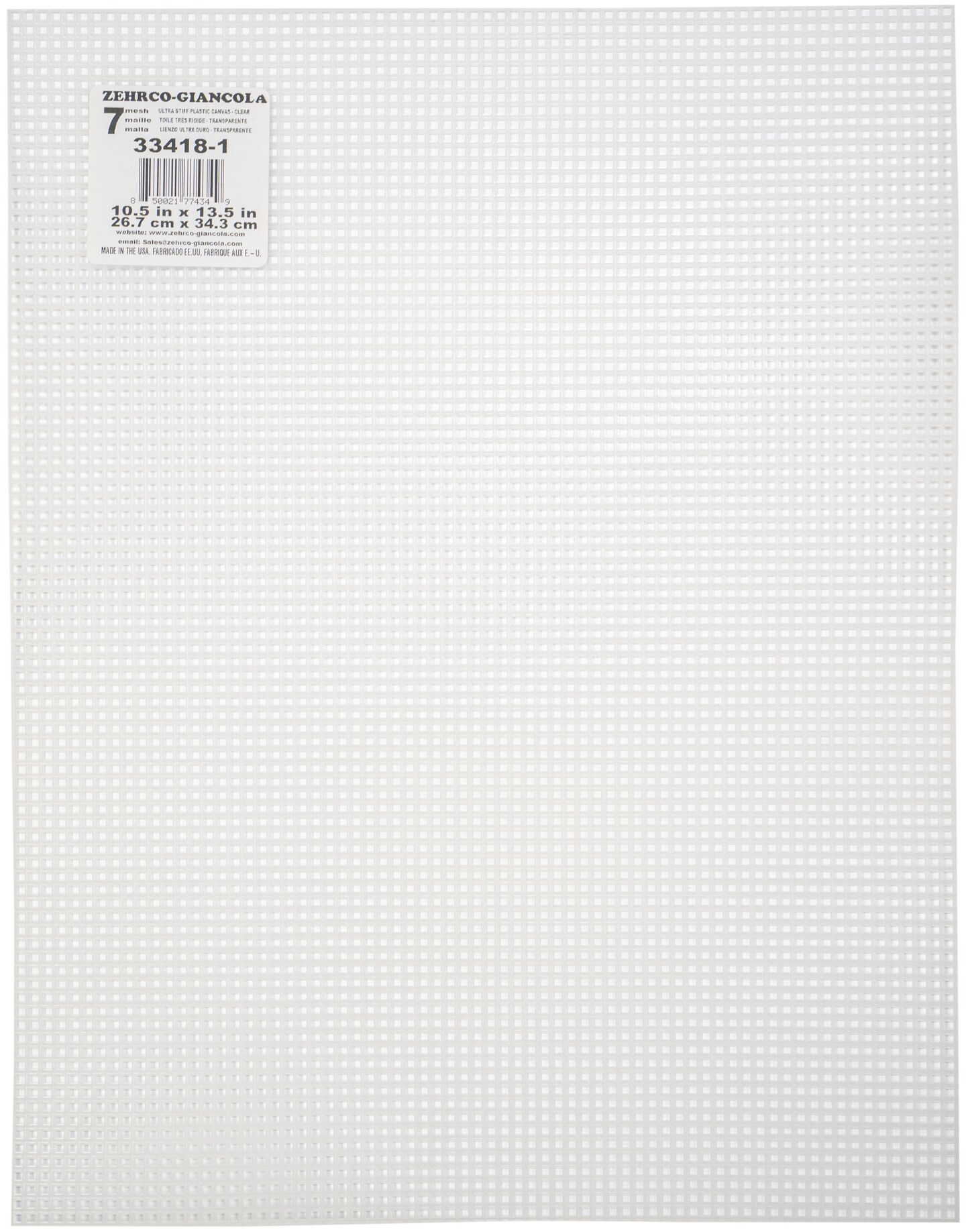 Zehrco-Giancola Ultra Stiff 7-Count Plastic Canvas - Clear, One 10" x 13.5" Sheet