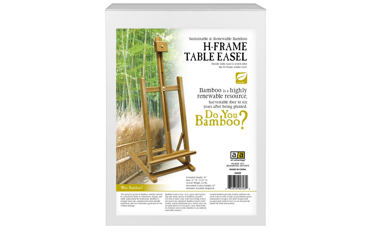 Art Advantage Table Easel H Frame Bamboo