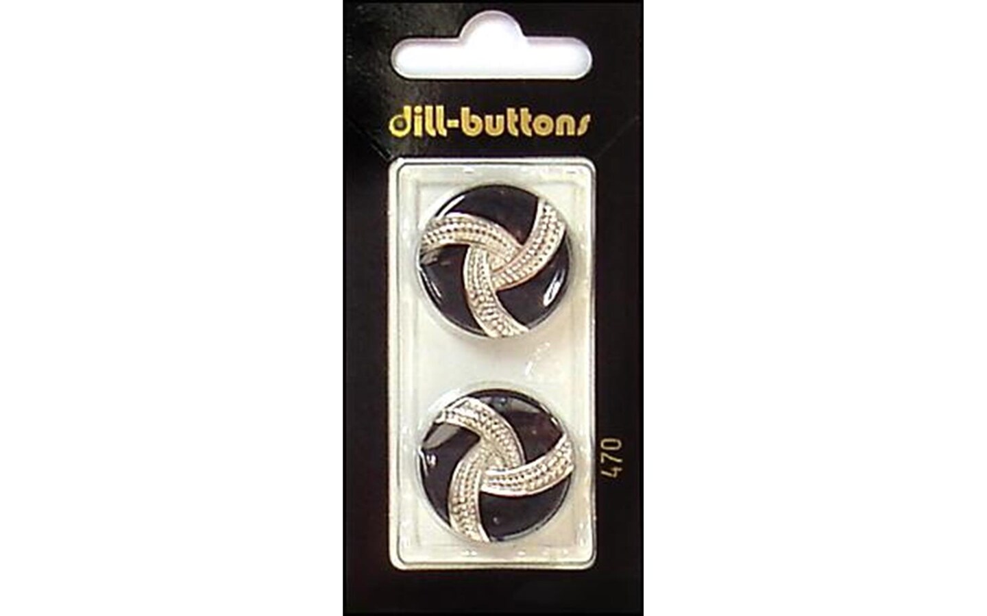 Dill Buttons 23mm 2pc Shank Black/Silver