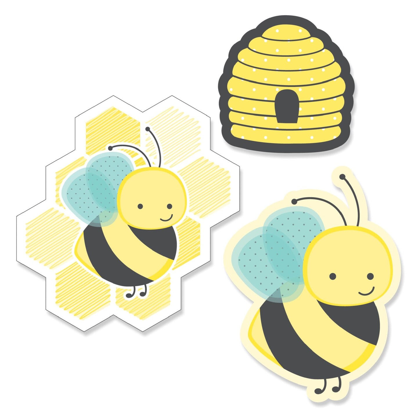 Big Dot of Happiness Honey Bee - DIY Shaped Baby Shower or Birthday Party Cut-Outs - 24 Count