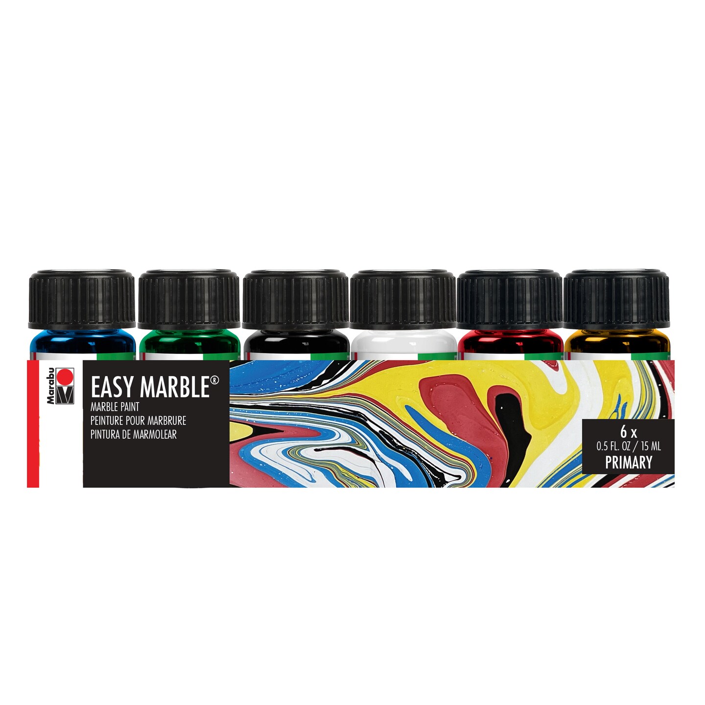 Marabu Easy Marble Starter Set, 6-Color Primary Set