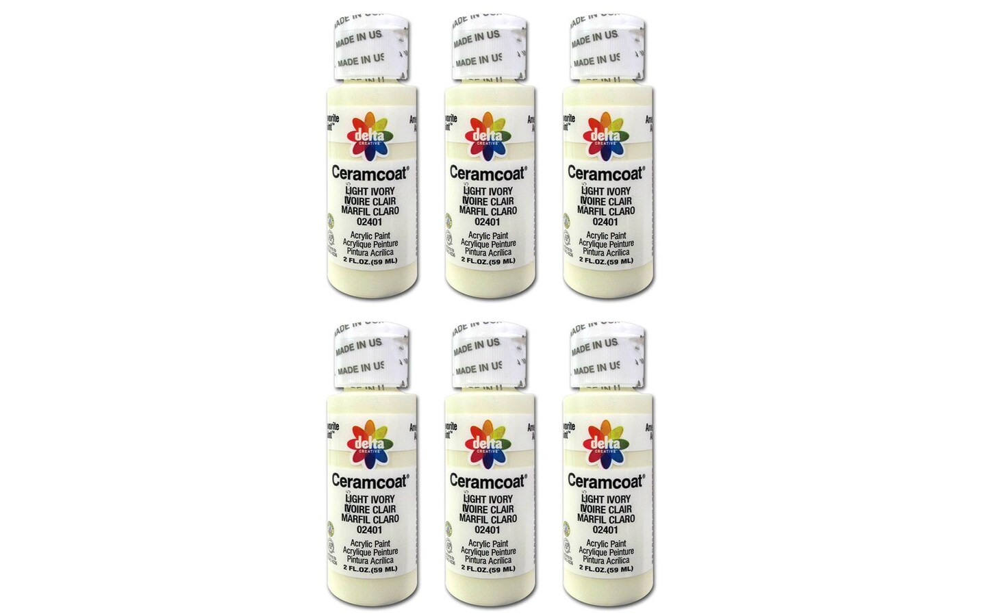 Delta Ceramcoat Acrylic 2oz Light Ivory 6pc