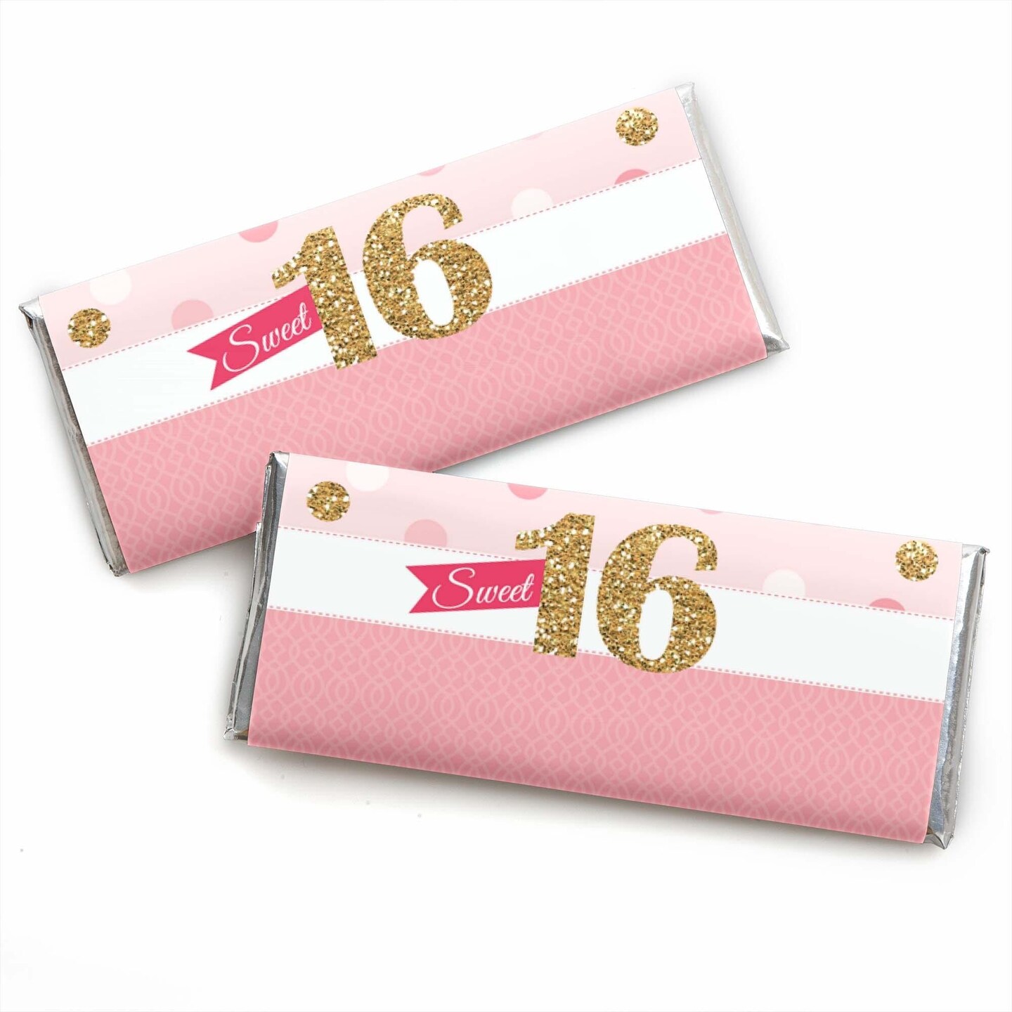 Big Dot of Happiness Sweet 16 - Candy Bar Wrappers 16th Birthday Party Favors - Set of 24