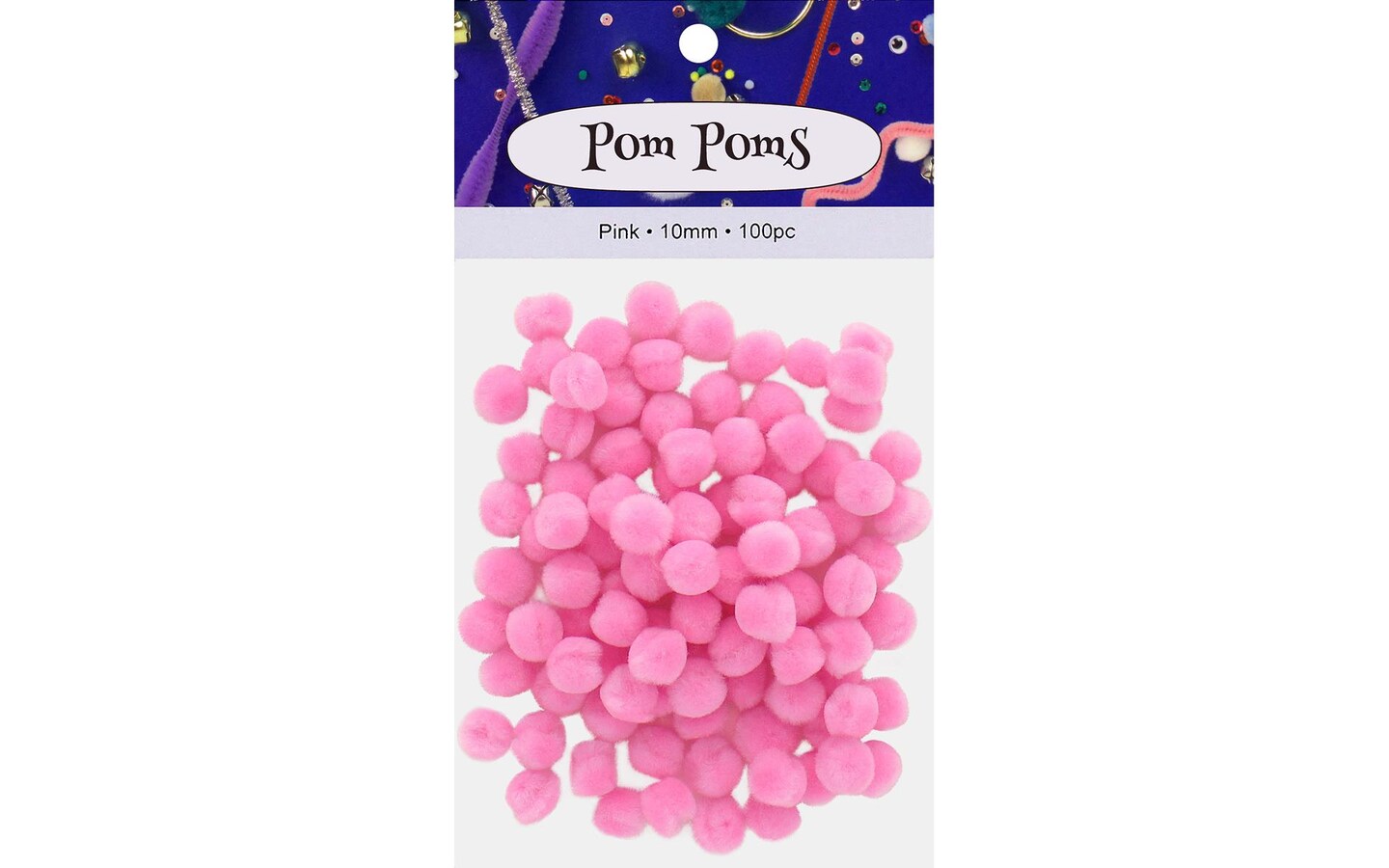 PA Ess Pom Pom 10mm Pkg 100pc Pink