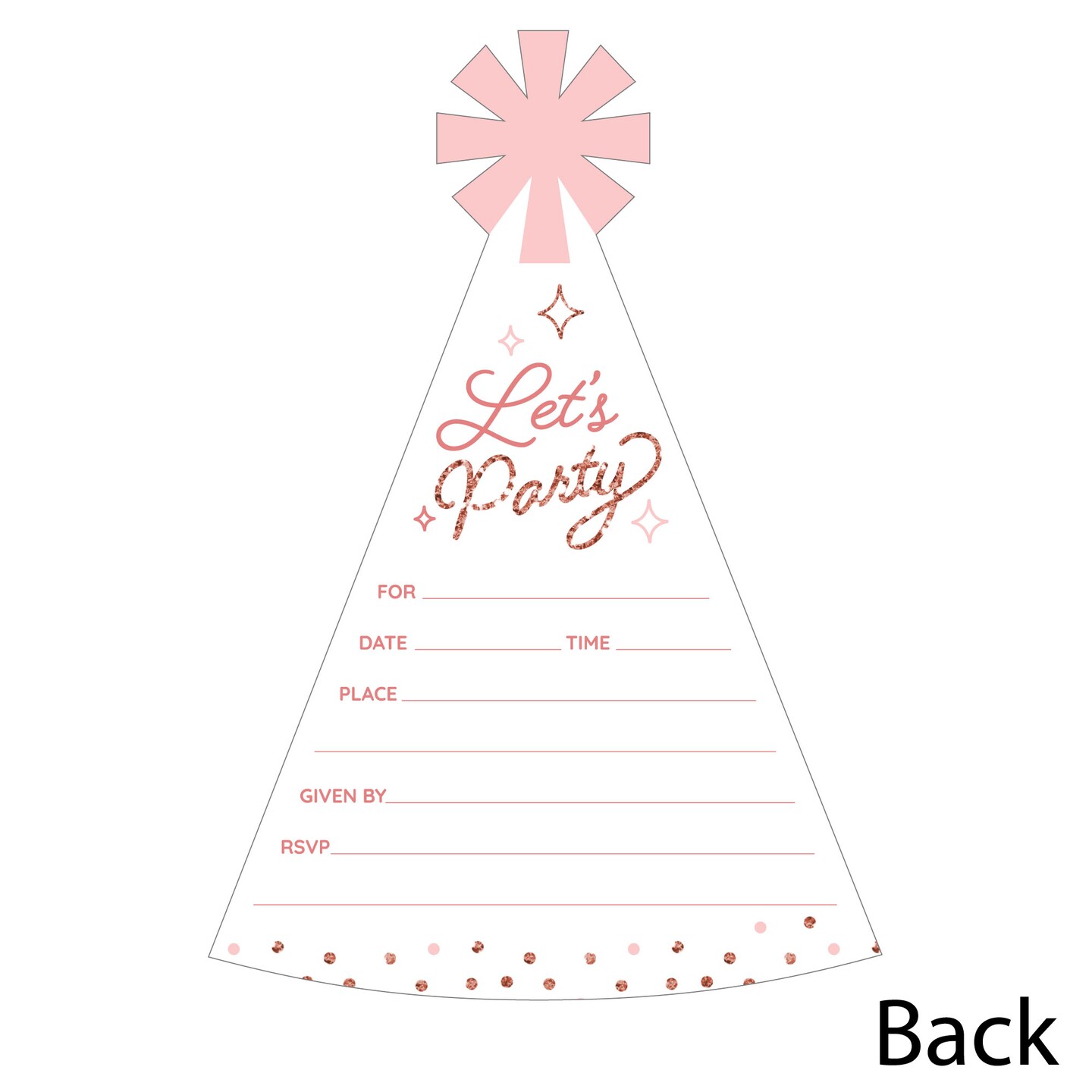 Big Dot of Happiness Pink Rose Gold Birthday - Shaped Fill-In Invitations - Happy Birthday Party Invitation Cards with Envelopes - Set of 12