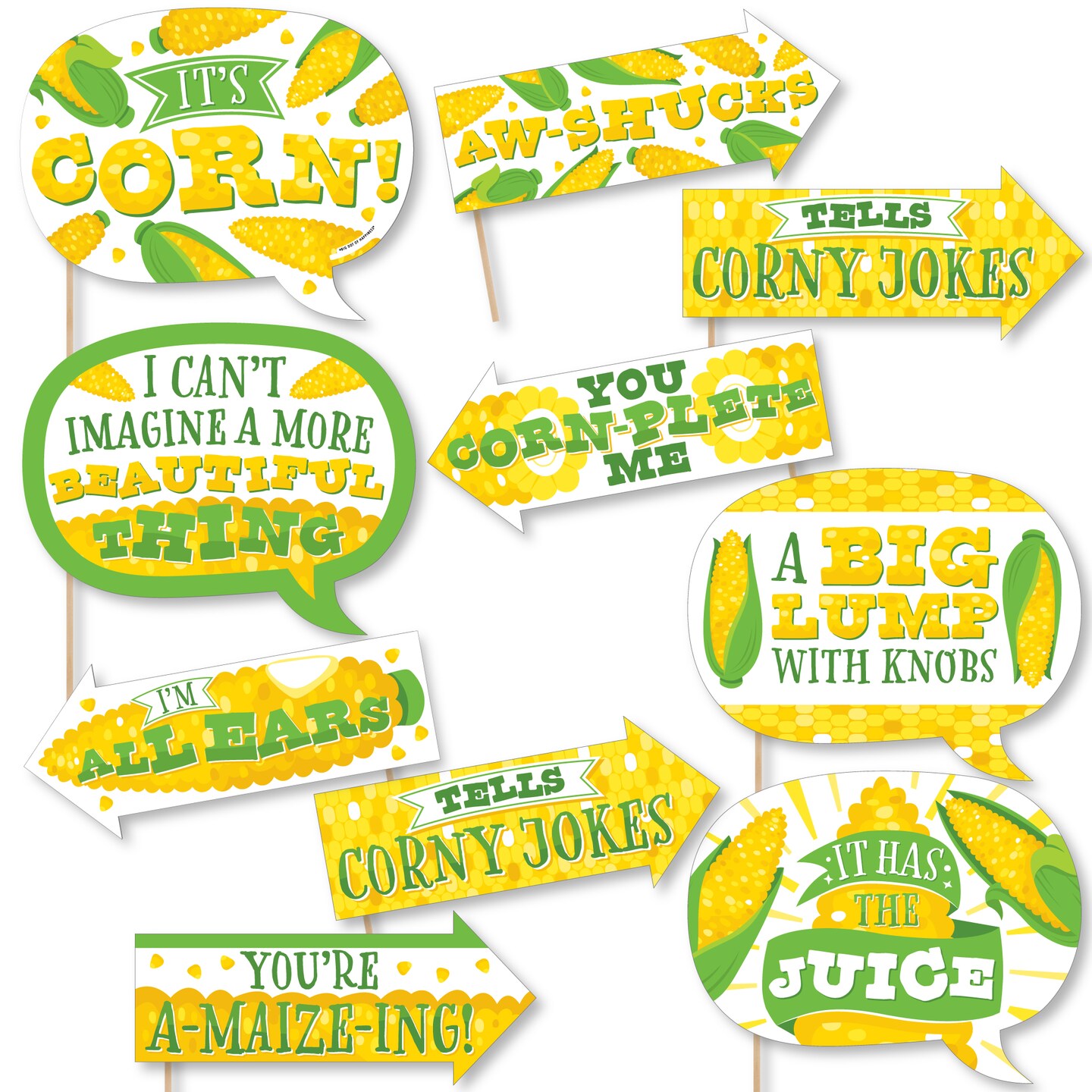 Big Dot of Happiness Funny It's Corn - Fall Harvest Party Photo Booth Props Kit - 10 Piece