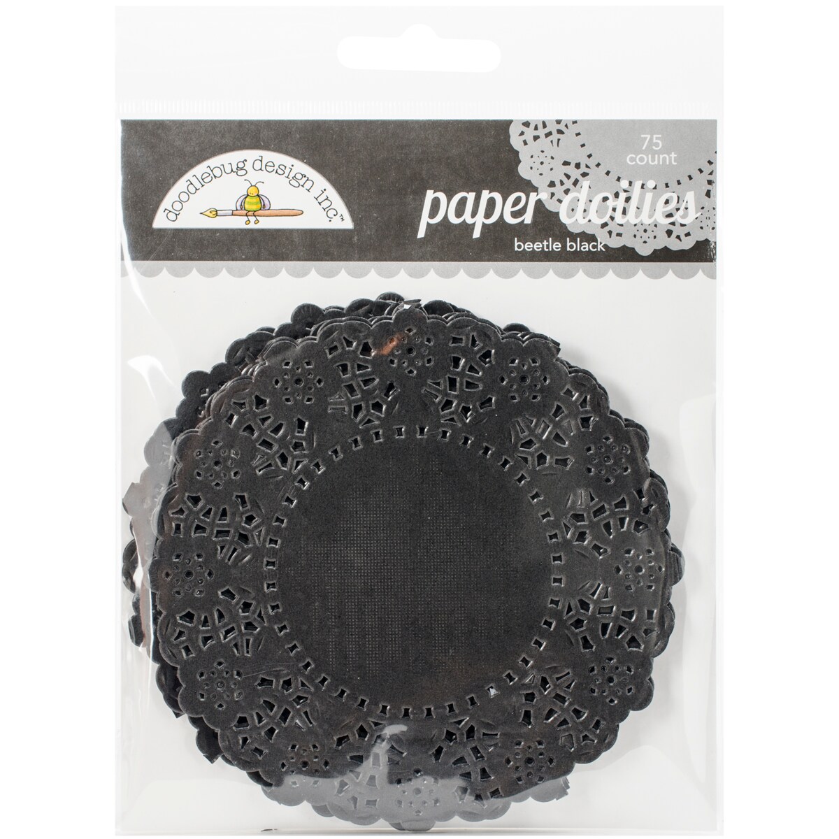 Doodlebug Doilies 4.5&#x22; 75/Pkg-Beetle Black