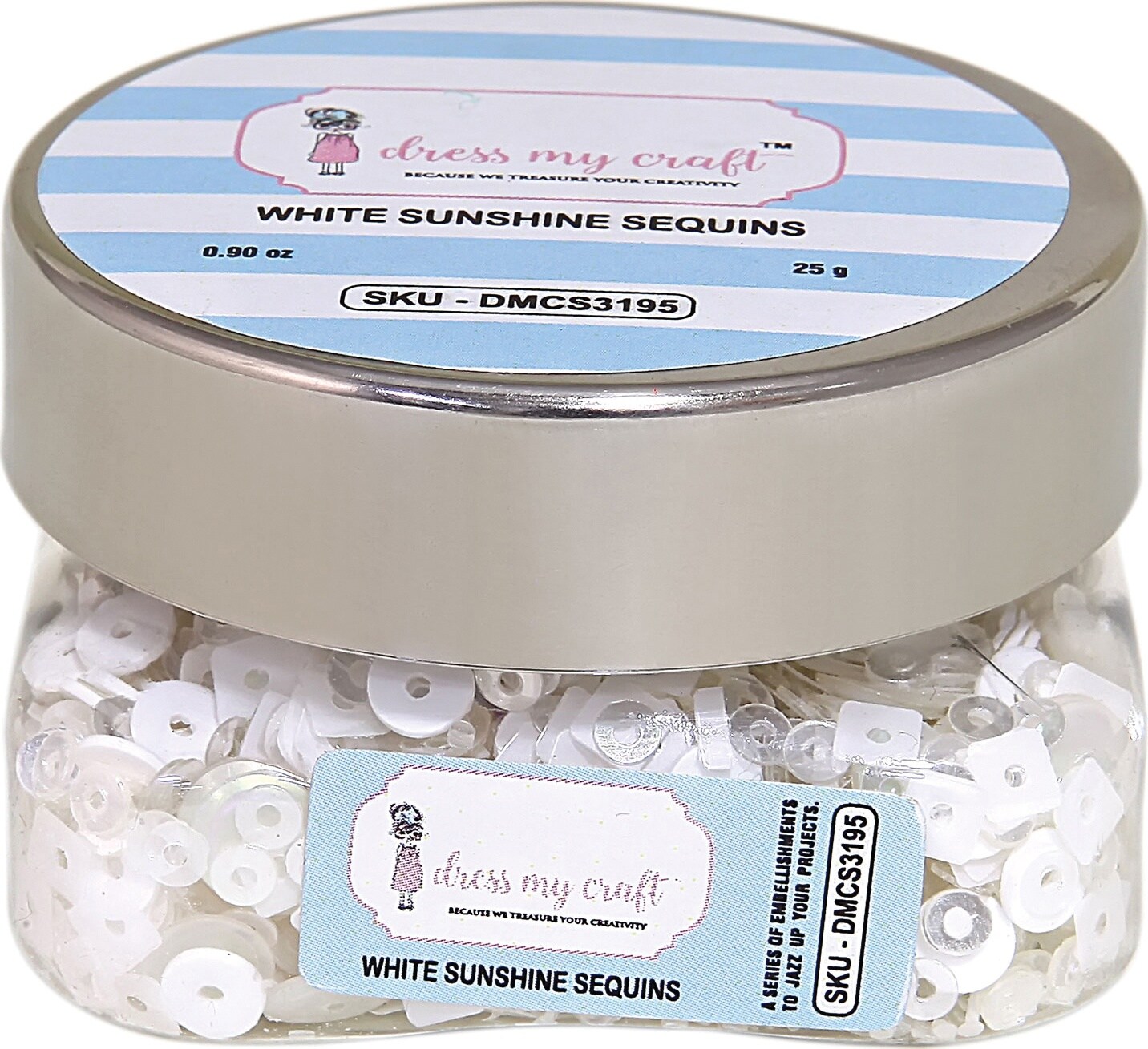Dress My Craft Sequins 25Gms-White Sunshine