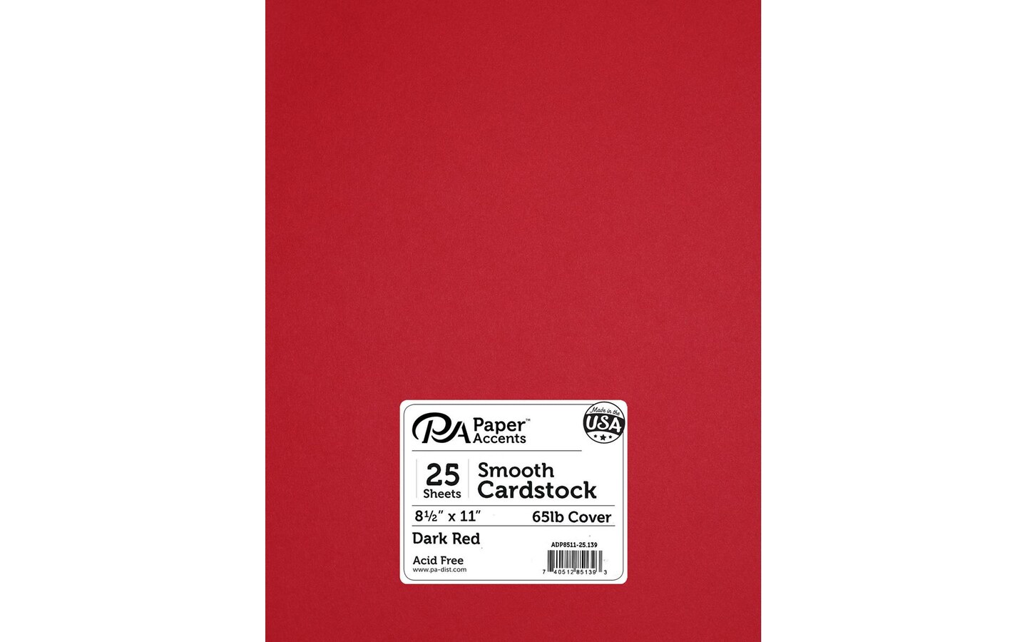 PA Paper Accents Smooth Cardstock 8.5" x 11" Dark Red, 65lb colored