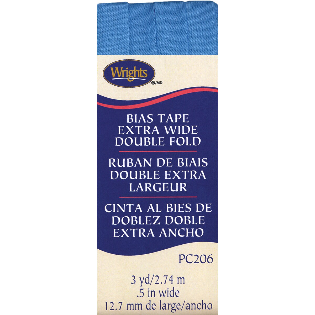 Wrights Double Fold Bias Tape .5&#x22;X3yd-Porcelain Blue
