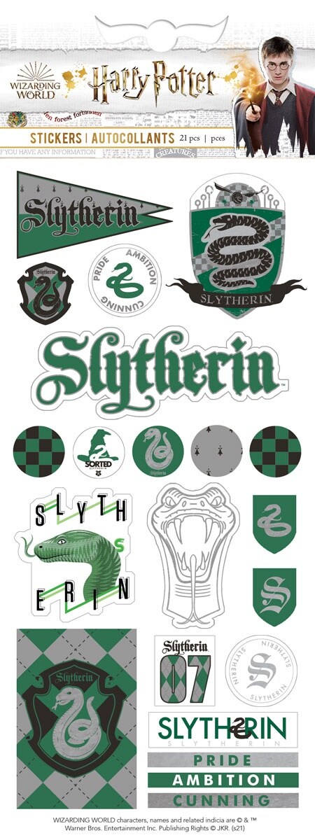 Paper House Harry Potter Foiled Stickers 8&#x22;X3&#x22;-Slytherin House Pride