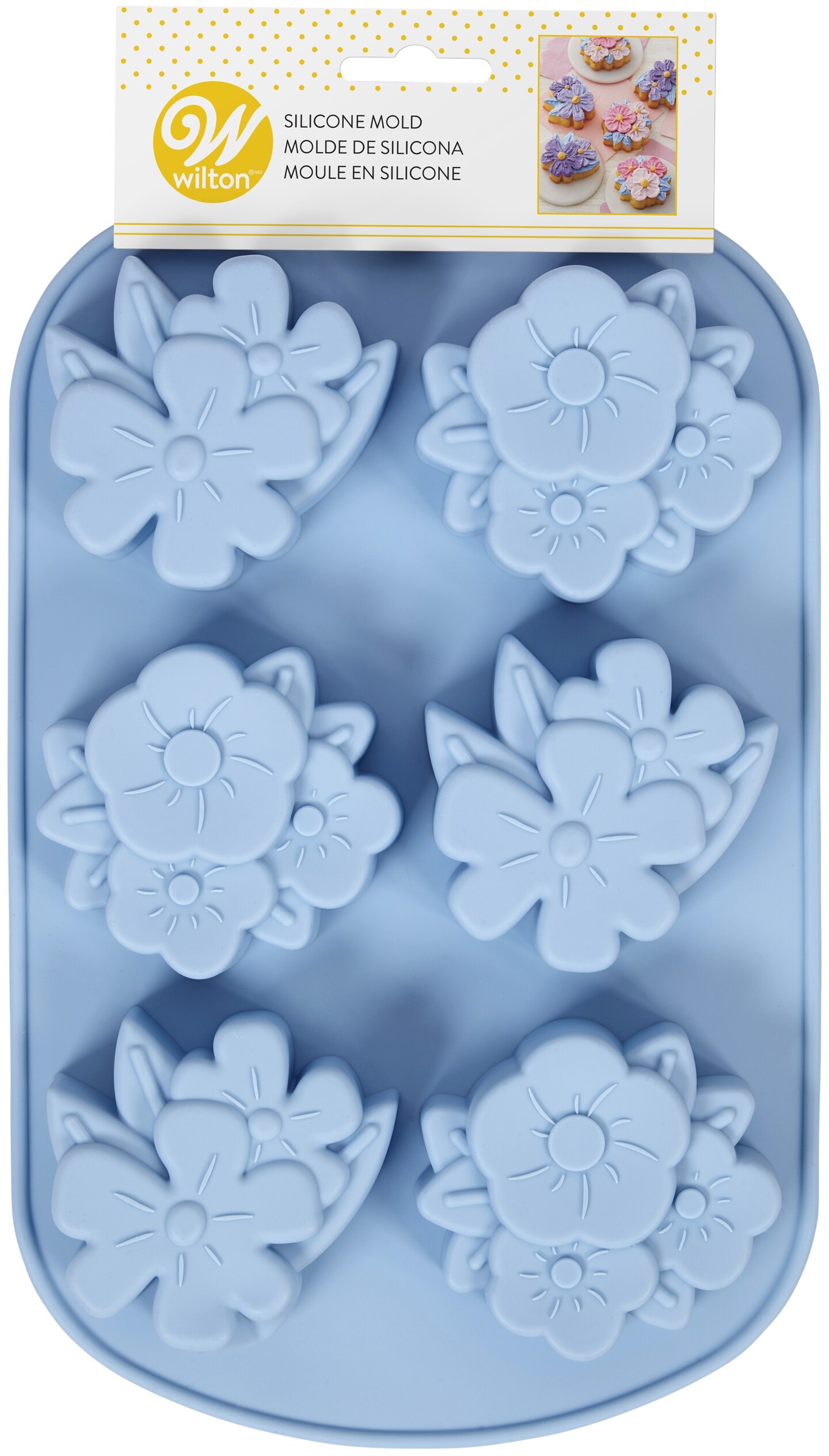 Wilton Silicone Mold-Floral Party, 6 Cavity