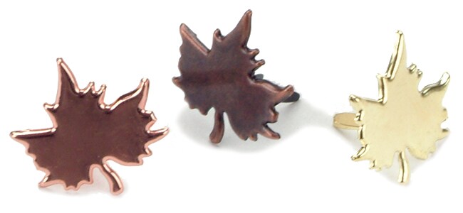 Creative Impressions Metal Paper Fasteners 50/Pkg-Leaves - Metallic