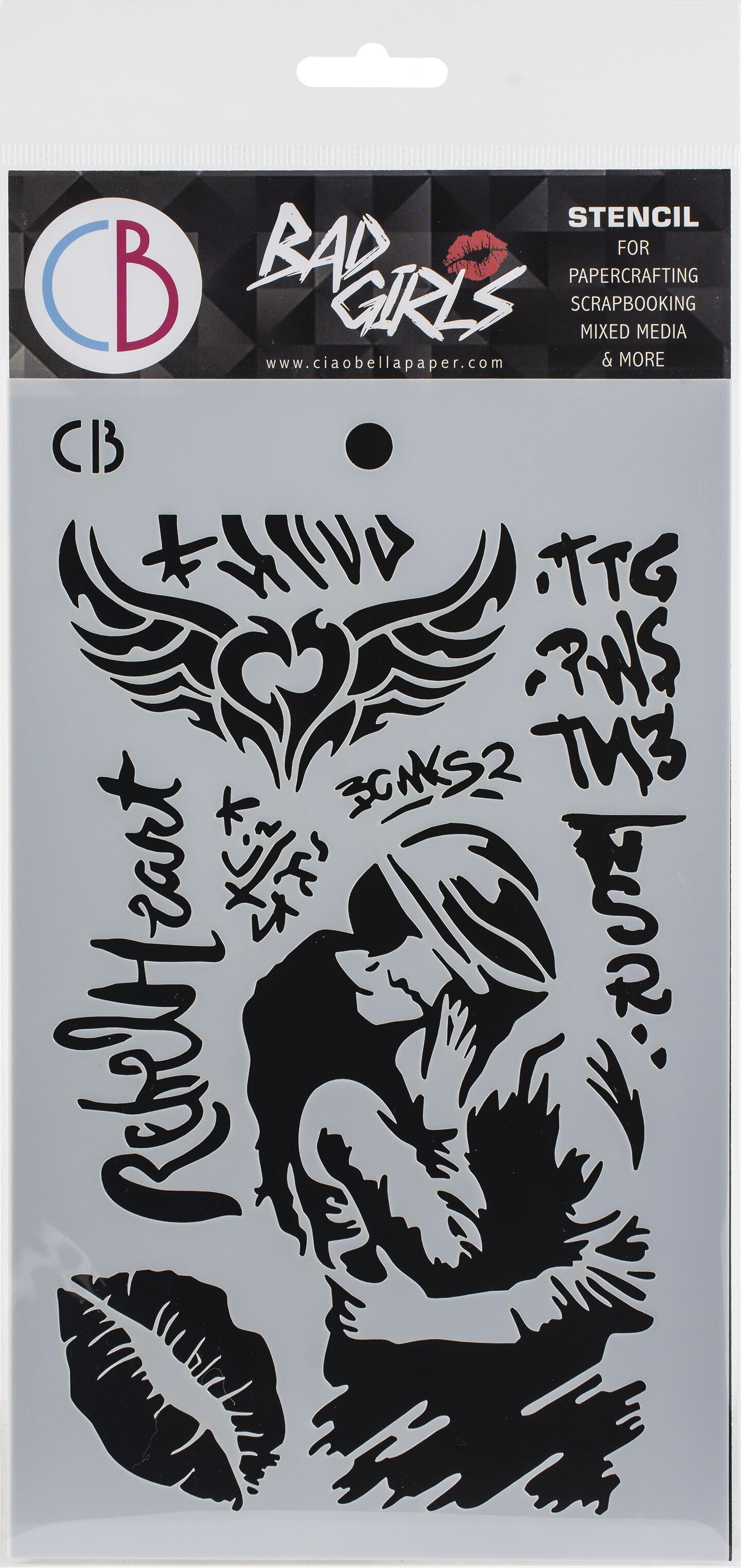Ciao Bella Bad Girls Texture Stencil 5&#x22;X8&#x22;-Urban Kiss
