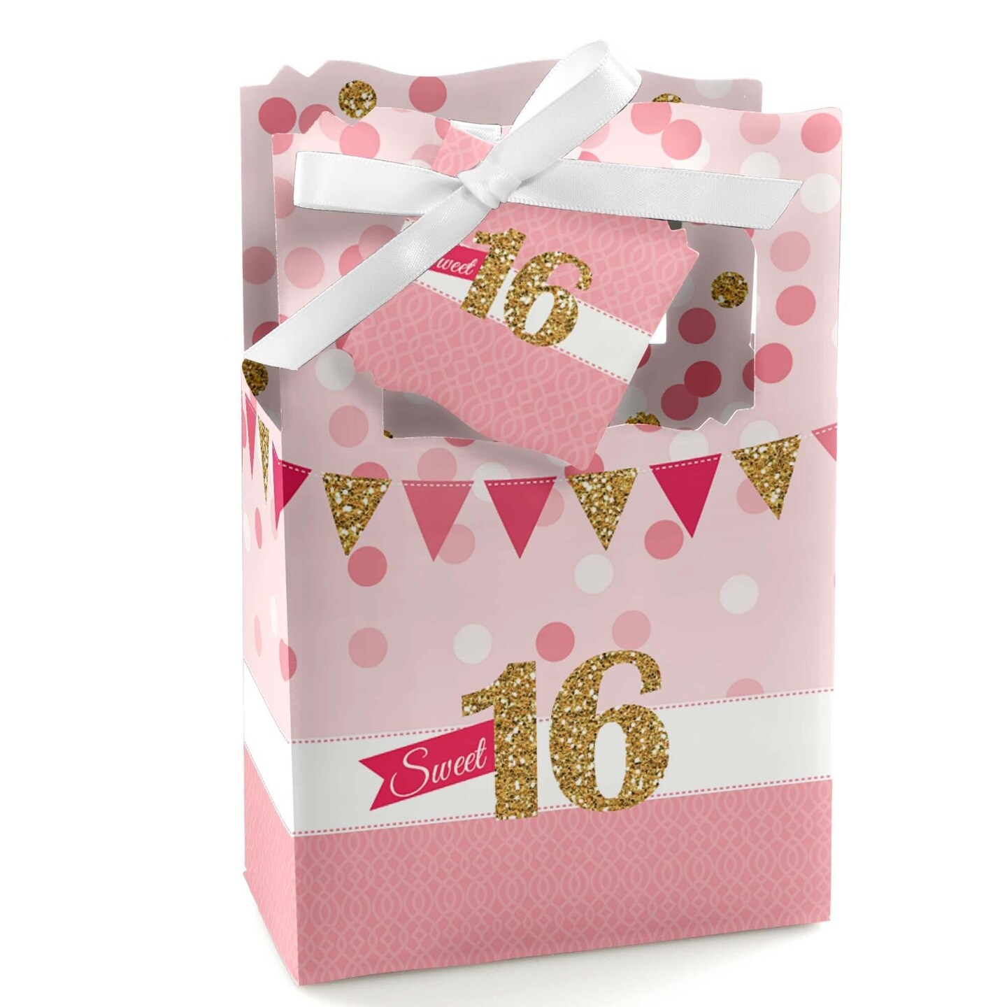 Big Dot of Happiness Sweet 16 - Birthday Party Favor Boxes - Set of 12