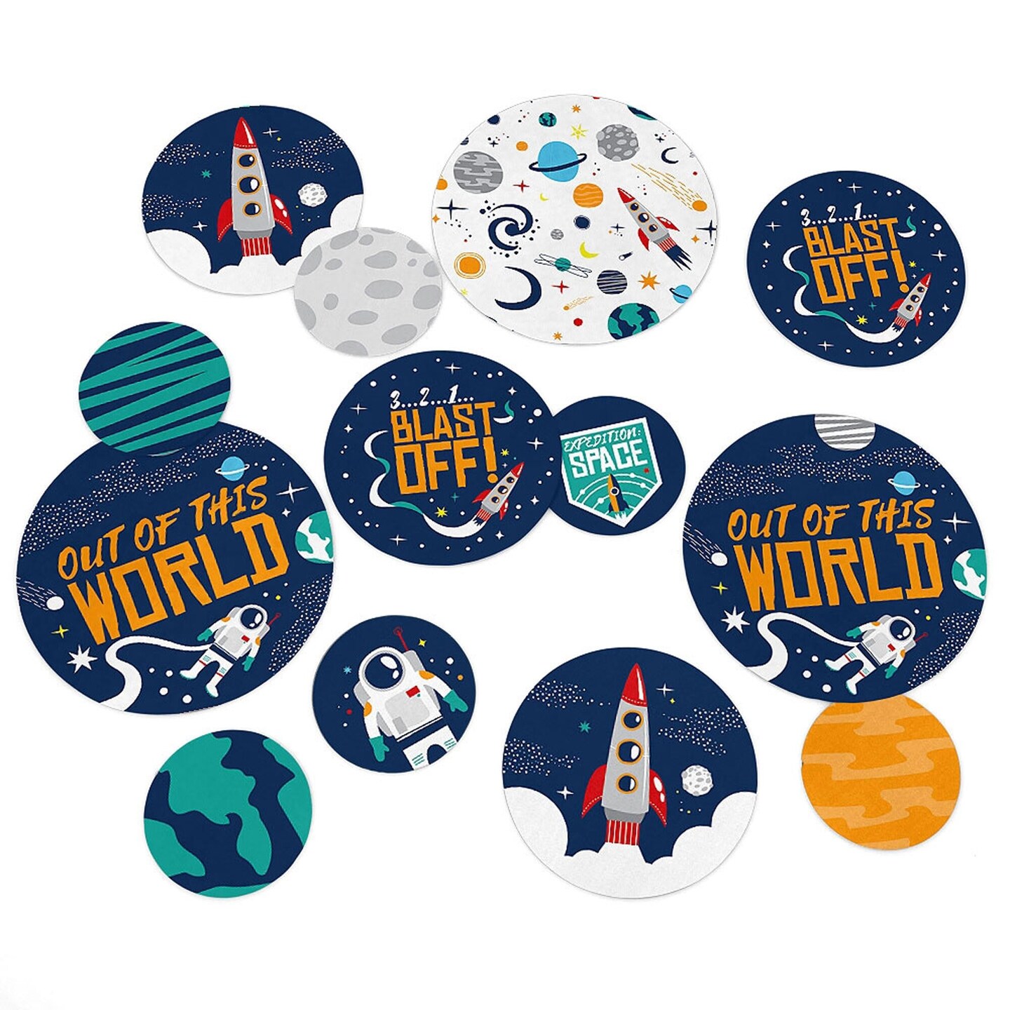 Big Dot of Happiness Blast Off to Outer Space - Rocket Ship Baby Shower or Birthday Party Giant Circle Confetti - Party D&#xE9;cor - Large Confetti 27 Ct
