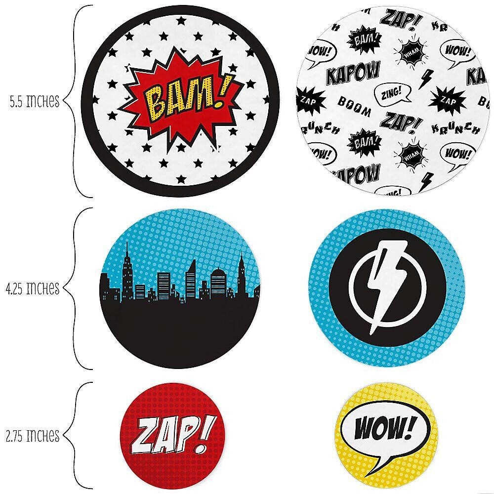 Big Dot of Happiness Bam Superhero - Baby Shower or Birthday Party Giant Circle Confetti - Party Decorations - Large Confetti 27 Count