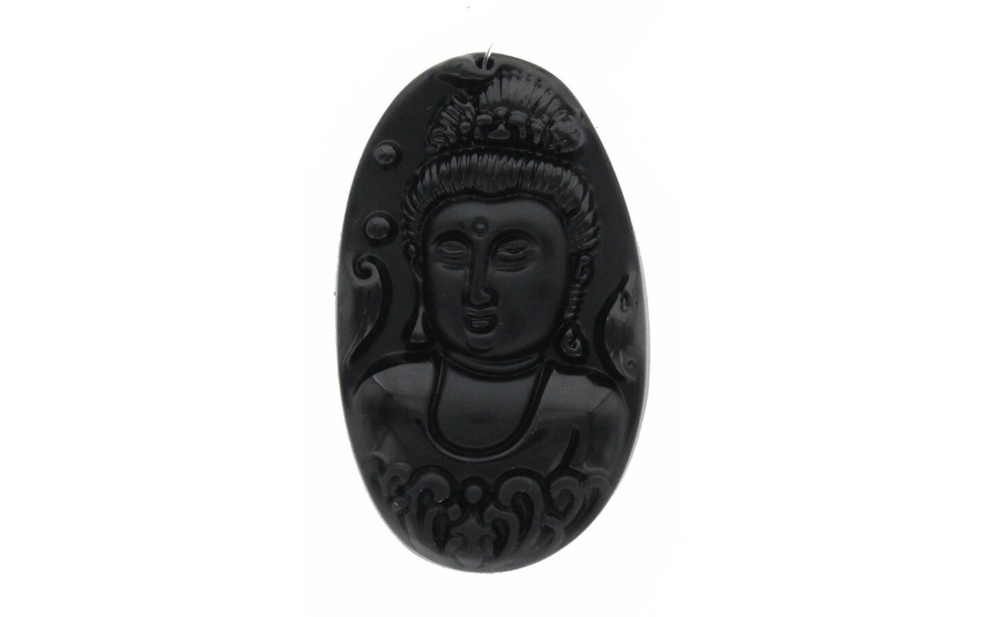 John Bead Glass Pendant Buddha 37x62mm Medita Blk