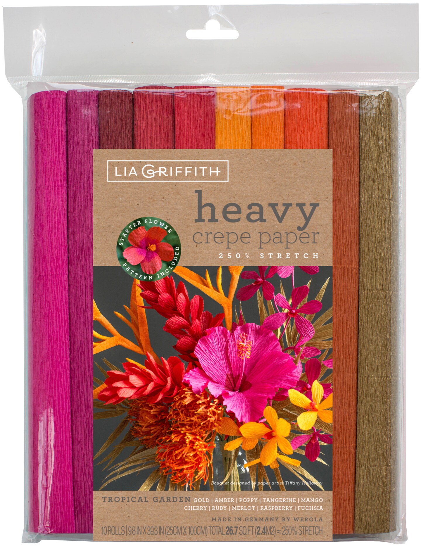 Lia Griffith Heavy Crepe Paper 10/Pkg-Tropical Garden