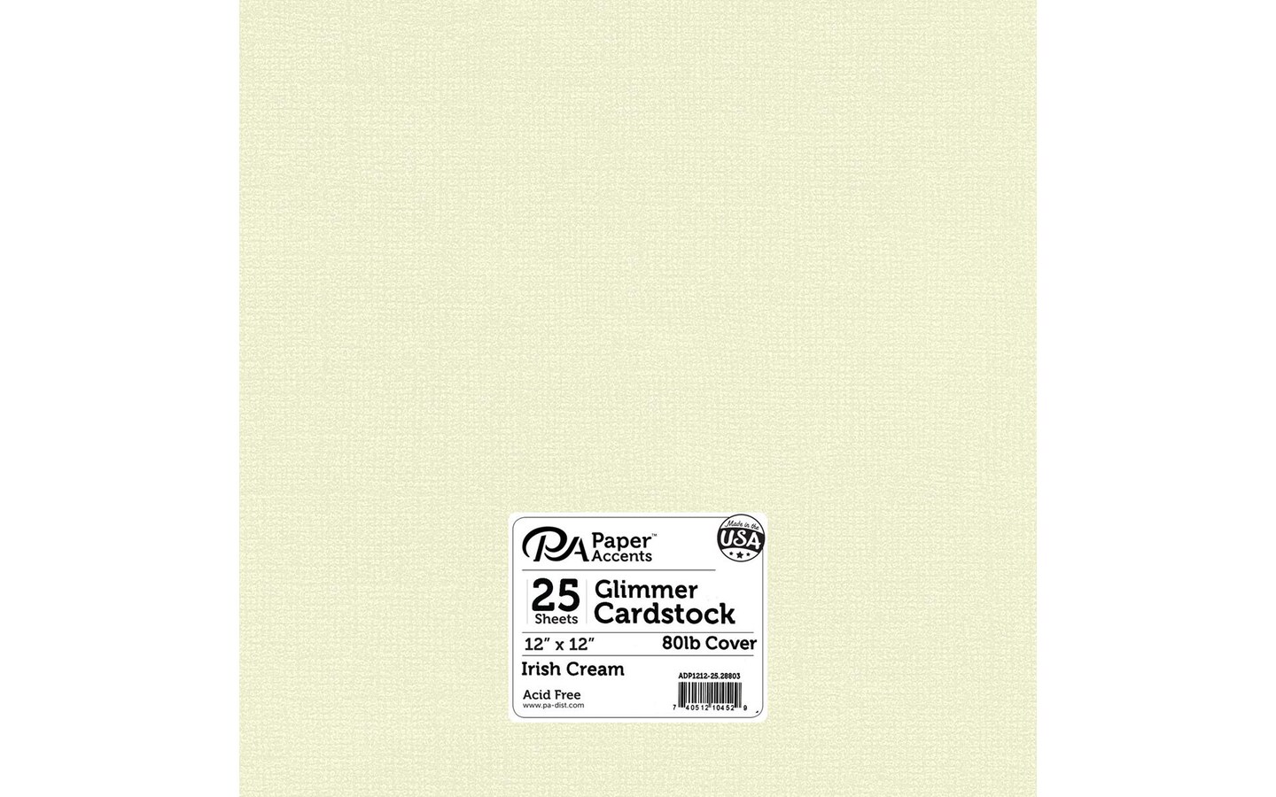 PA Paper Accents Glimmer Cardstock 12? x 12? Irish Cream, 80lb colored ...