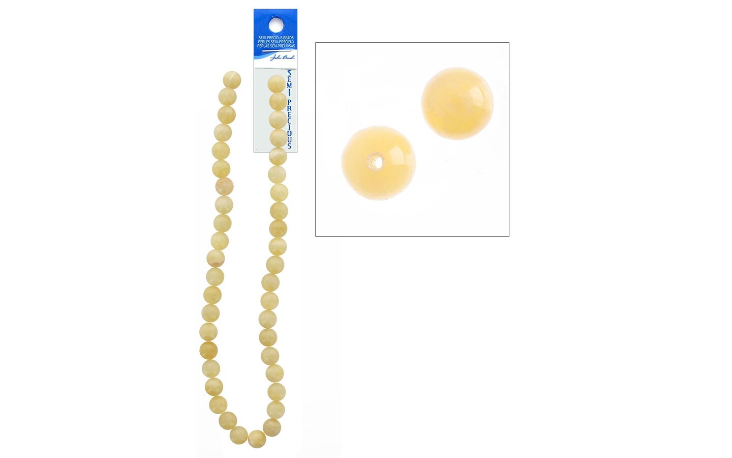 John Bead SP 16&#x22; Jade 10mm Round Yellow