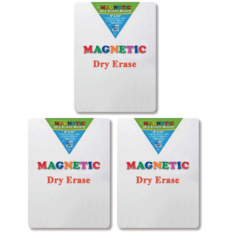 Magnetic Dry Erase Board, 9&#x22; x 12&#x22;, Pack of 3