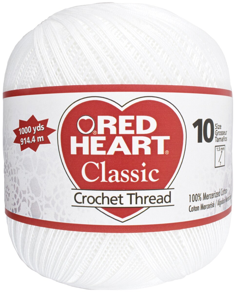 Red Heart Classic Crochet Thread Size 10-White