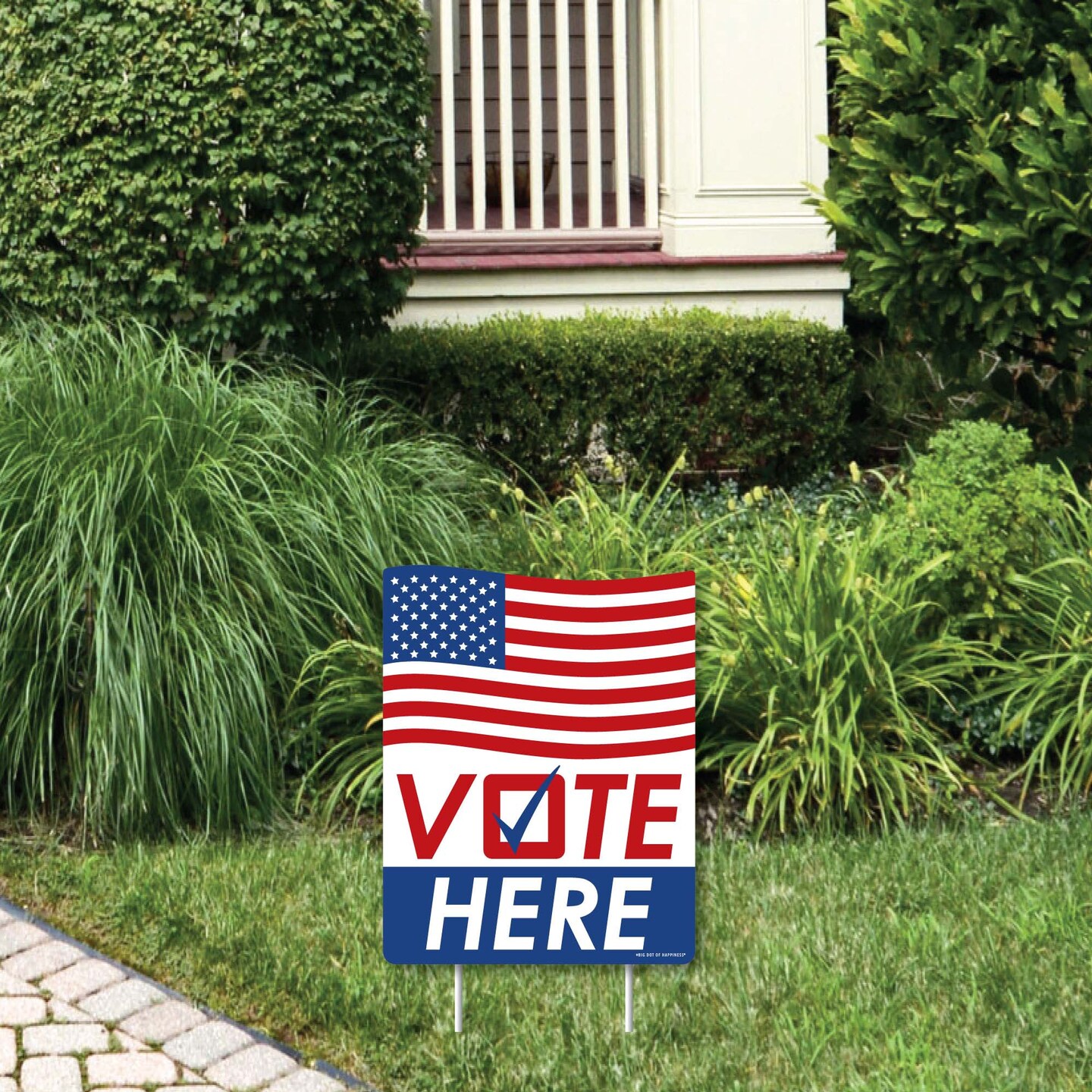 Big Dot of Happiness Vote Here - Outdoor Lawn Sign - Political Election Day Yard Sign - 1 Piece