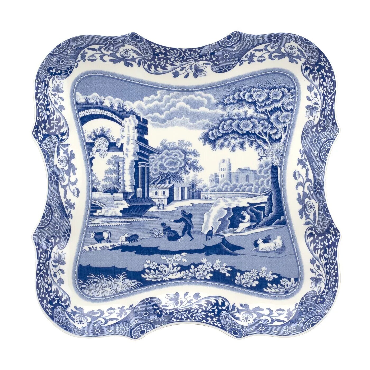 Spode Blue Italian Collection 14 Inch Porcelain Devonia Tray - Blue White