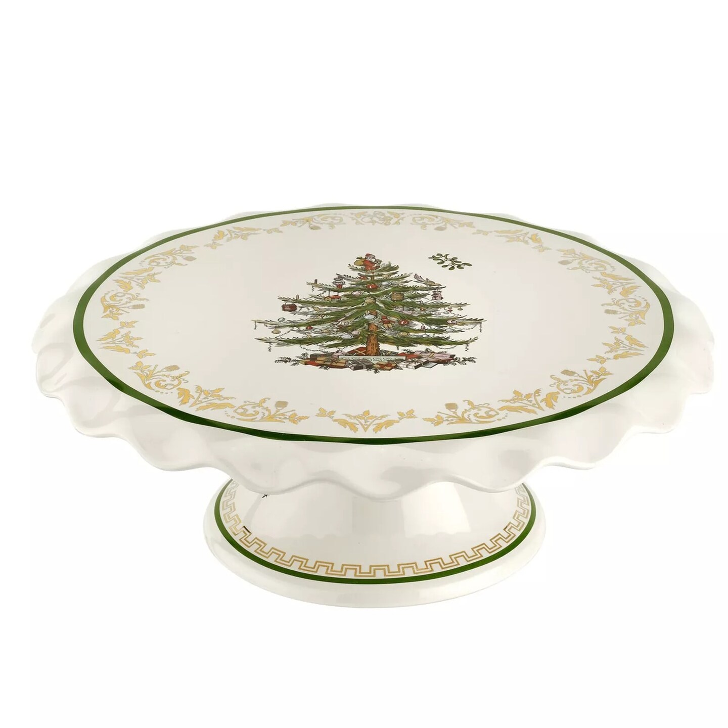 Spode Christmas Tree Gold Cake Stand| Measures 11-inches