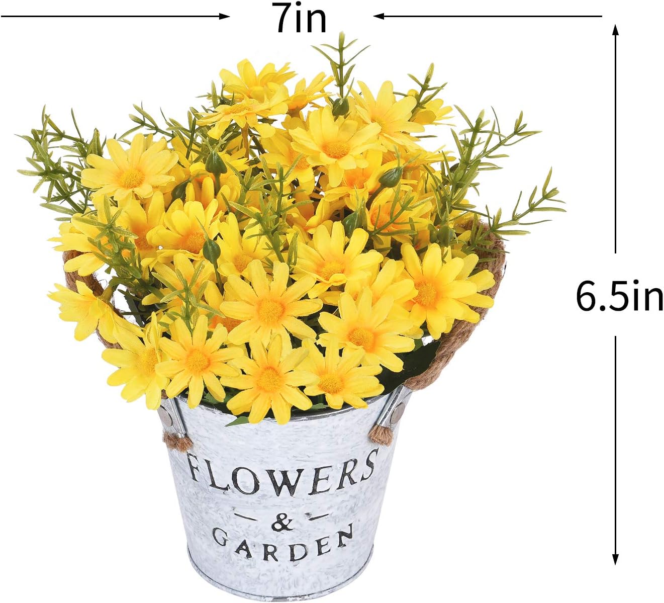 Silky Artificial Daisy Bouquet in Metal Pot &#x2013; Perfect for Weddings, Parties, and Home Decor