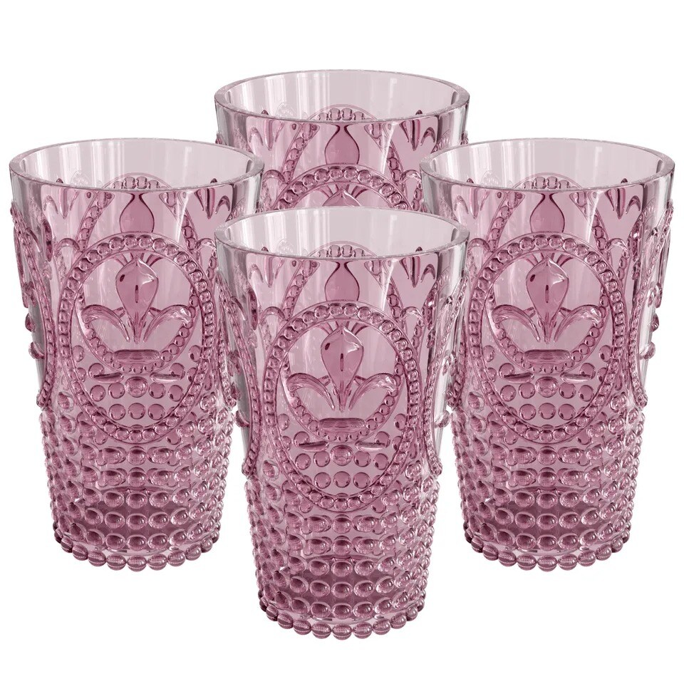 Elle Decor Acrylic 25 oz. Plastic Water Tumblers, Set of 4, Shatterproof - Plum