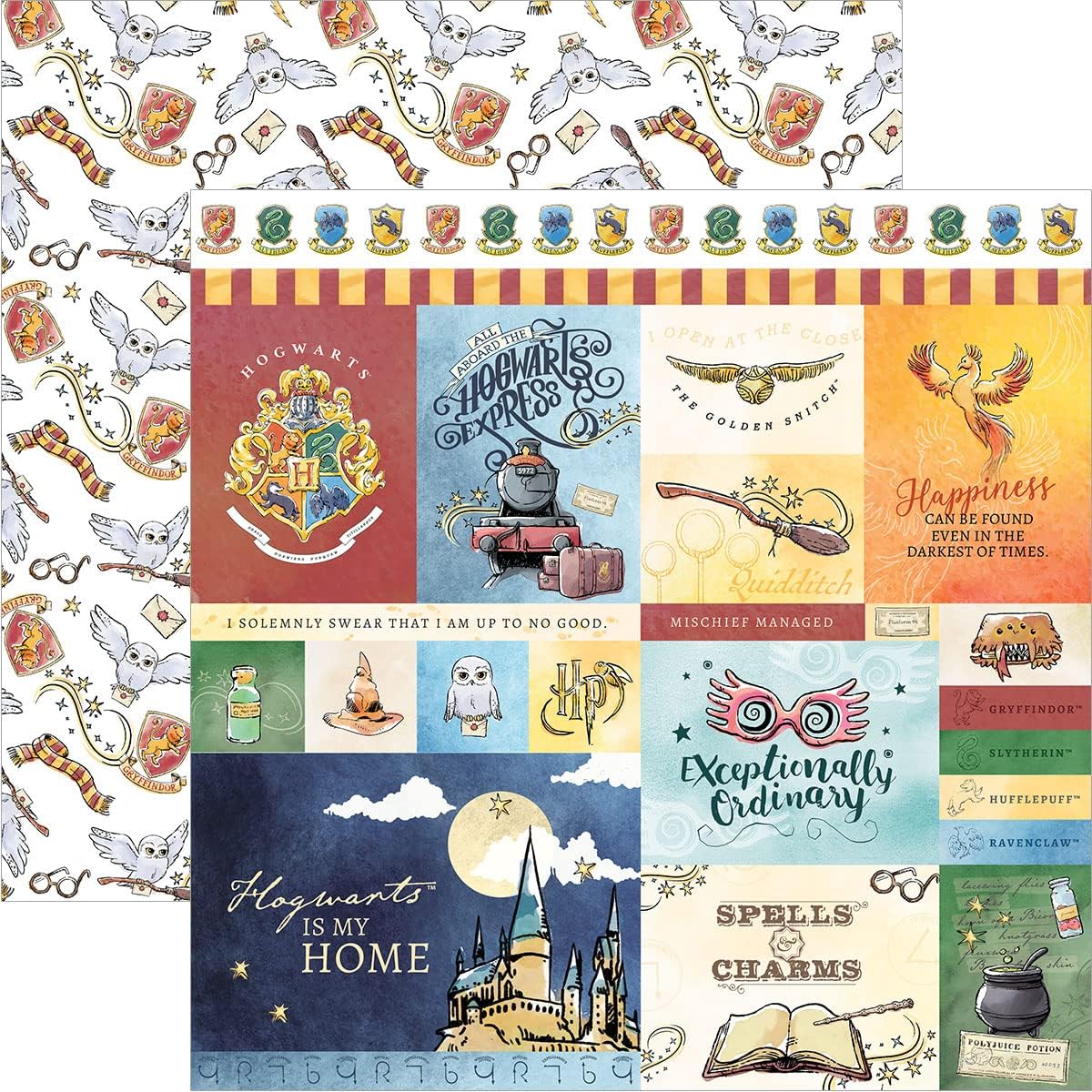 Harry Potter 12&#x22; x 12&#x22; 14-Sheet Decorative Double Sided Paper Pack for Scrapbooking and Crafts - Icons