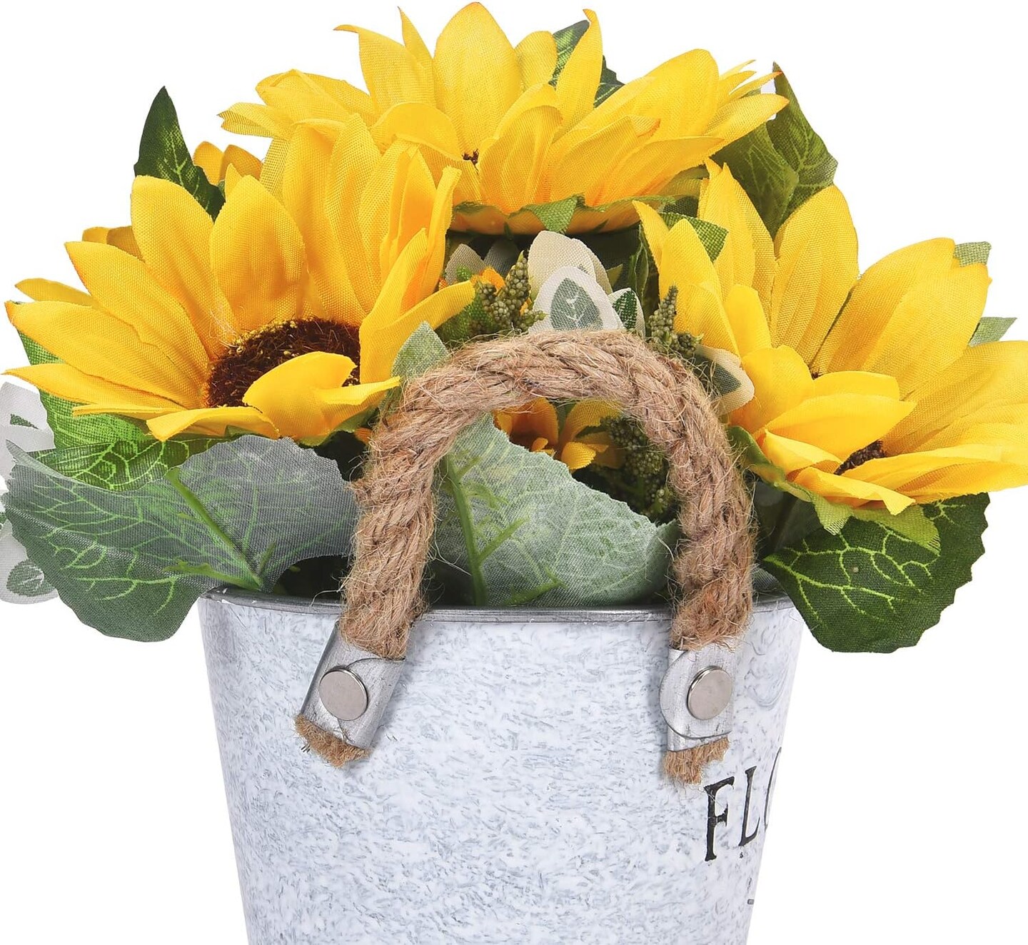 Silky Sunflower Bouquet in Metal Pot &#x2013; Perfect for Weddings, Parties, and Home Decor