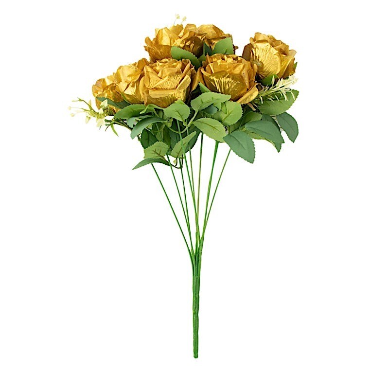 2 Bushes 18&#x22; Artificial Faux Silk Rose Flowers