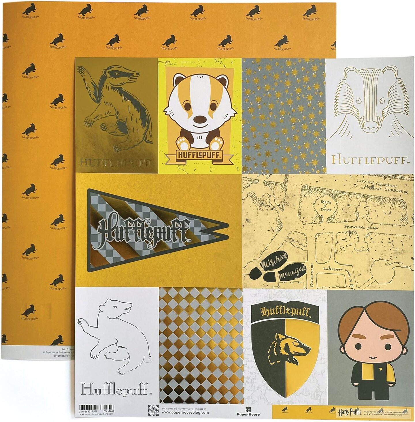 Harry Potter 12&#x22; x 12&#x22; 12-Sheet Decorative Double Sided Paper Pack for Scrapbooking and Crafts - Hogwarts Houses