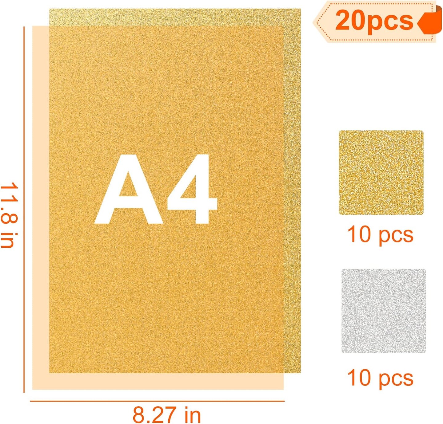 Glitter Paper Cardstock,20 Sheets Silver Gold Glitter Cardstock A4 Size 250gms Craft Paper Christmas Cardstock Christmas Gift Wrapping For Card Making Scrapbooking DIY Visit the VGOODALL Store