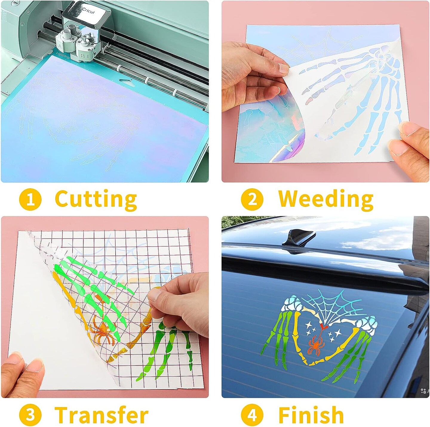 16 Pack Holographic Vinyl Set for Cricut - 12&#x22; x 12&#x22; Permanent Holographic Vinyl Sheets for Decor Sticker, Party Decoration, Car Decal