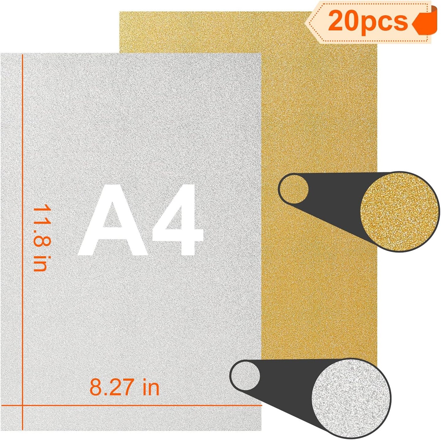 Glitter Paper Cardstock,20 Sheets Silver Gold Glitter Cardstock A4 Size 250gms Craft Paper Christmas Cardstock Christmas Gift Wrapping For Card Making Scrapbooking DIY Visit the VGOODALL Store