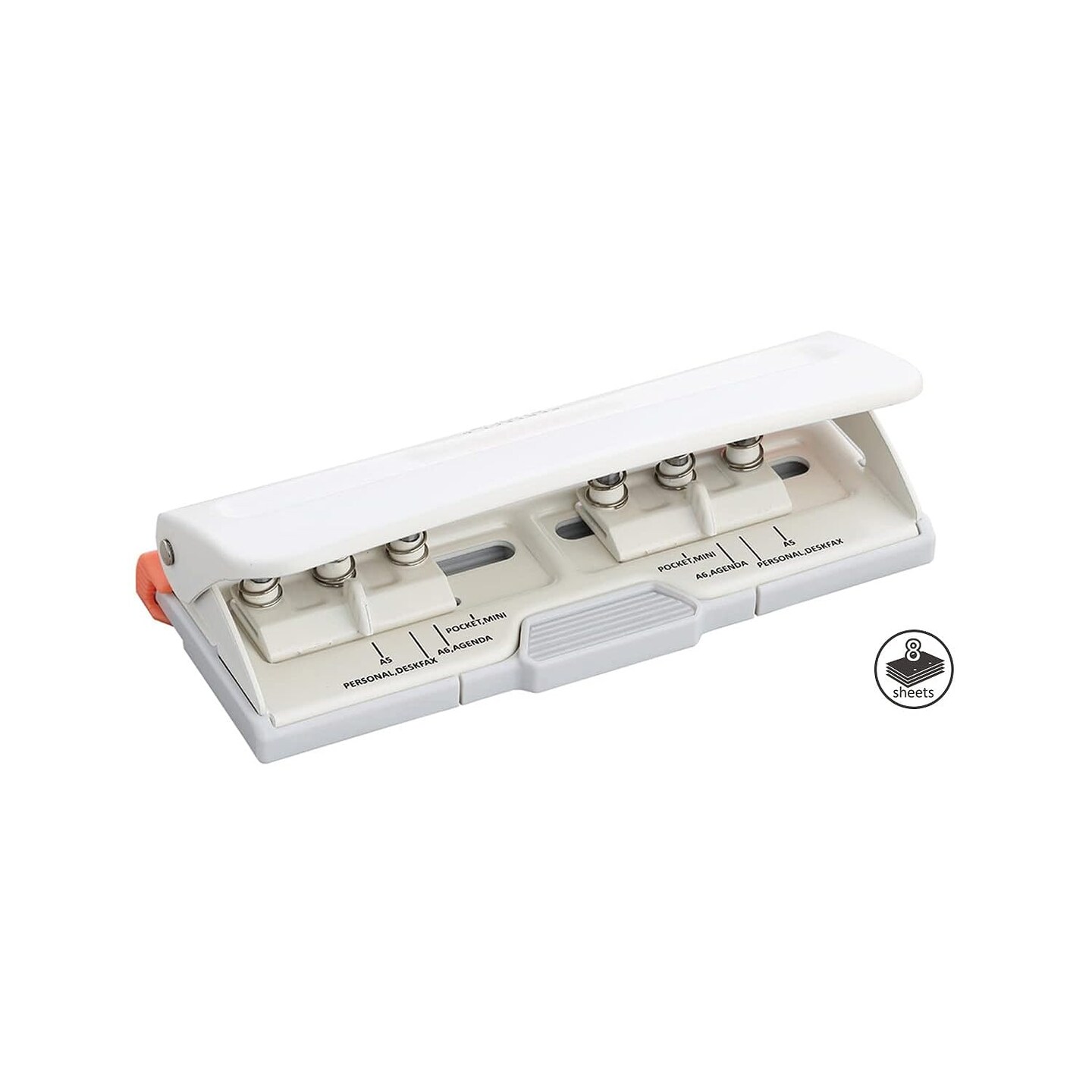 djustable 6 Hole Punch, Off White, 8 Sheet Capacity, Mini/Pocket A3/ A4 / A5 / A6 / Agenda/Personal/Deskfax, Performance Guaranteed
