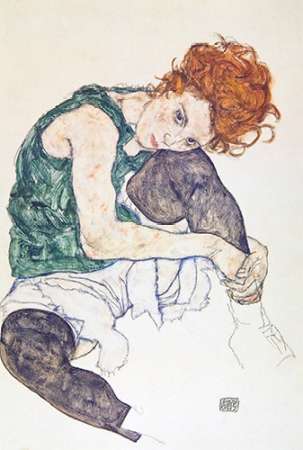 Seated Woman With Bent Knee Poster Print by Egon Schiele - Item # VARPDX374366